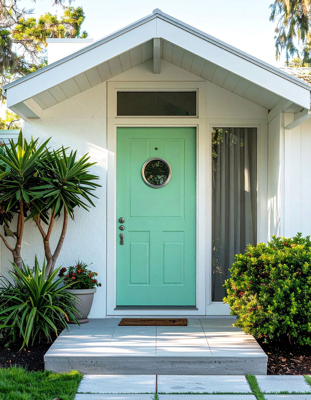 Retro Mint Green Mid Century Front Door - 20 Mid Century Front Door Colors for Curb Appeal