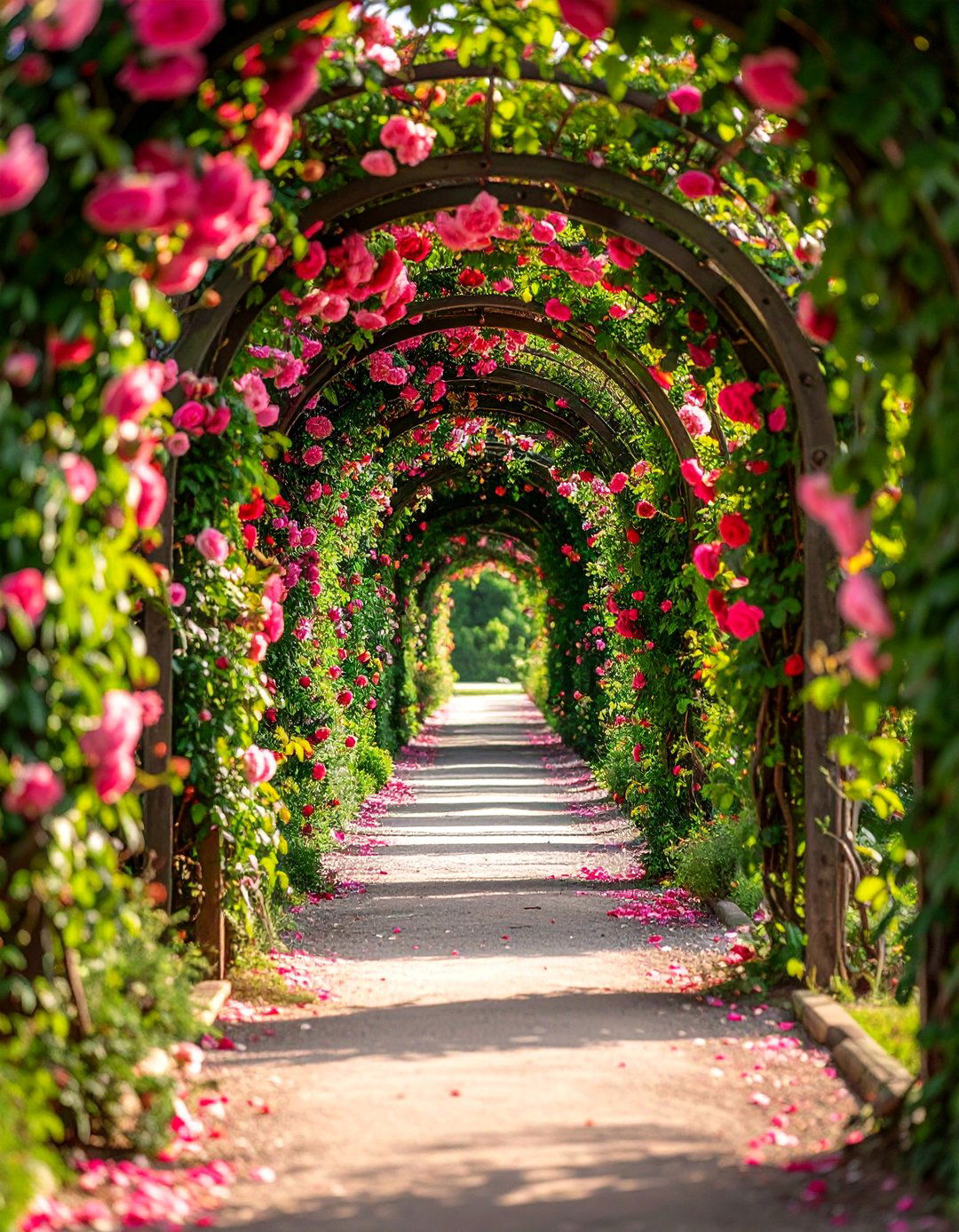 Romantic Rose Tunnel Walkway - 40 Garden Arbor Ideas for a Charming Outdoor Retreat