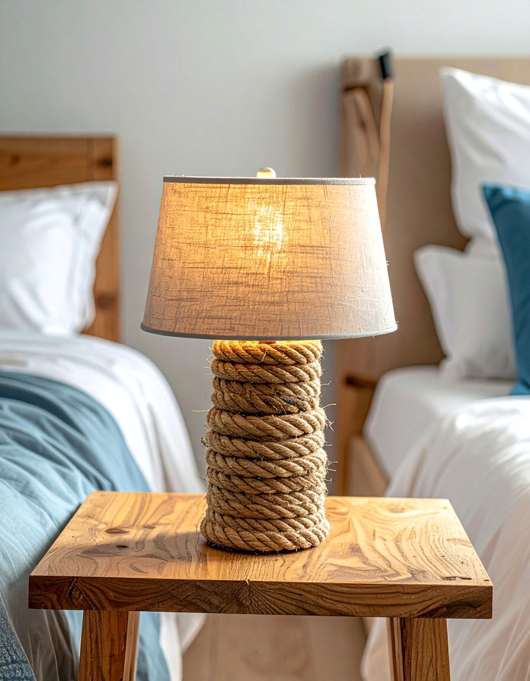 Rope Wrapped Accents in an Ocean themed Bedroom - 40 Ocean-themed Bedroom Ideas for a Serene Retreat