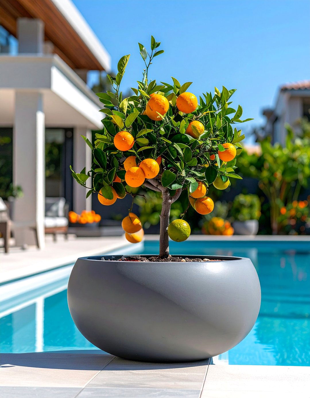 Round Bowl Pool Planters - 30 Pool Planter Ideas for a Lush Backyard Oasis