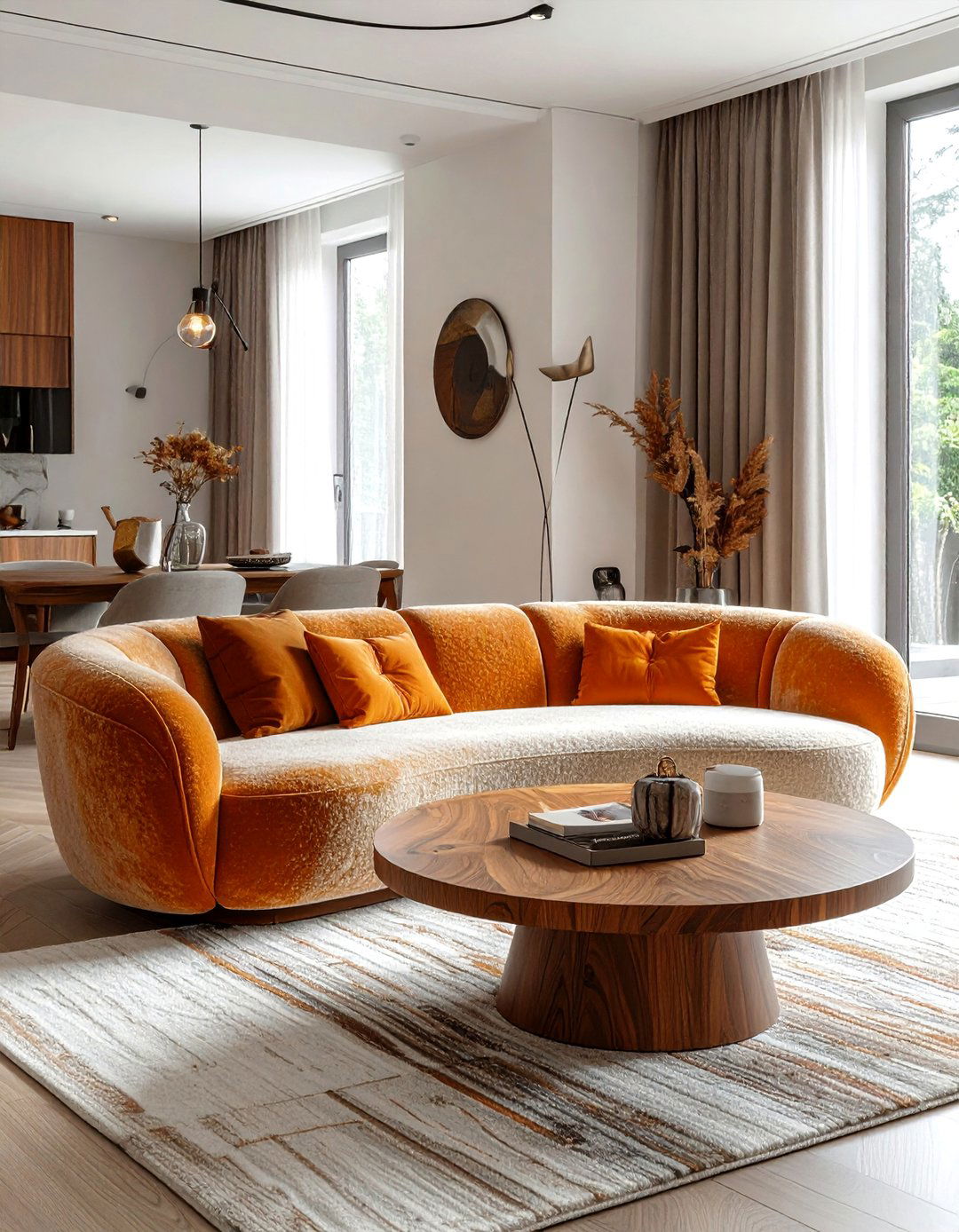 Rounded and Curved Furniture - 40 Cozy Living Room Ideas to Transform Your Space