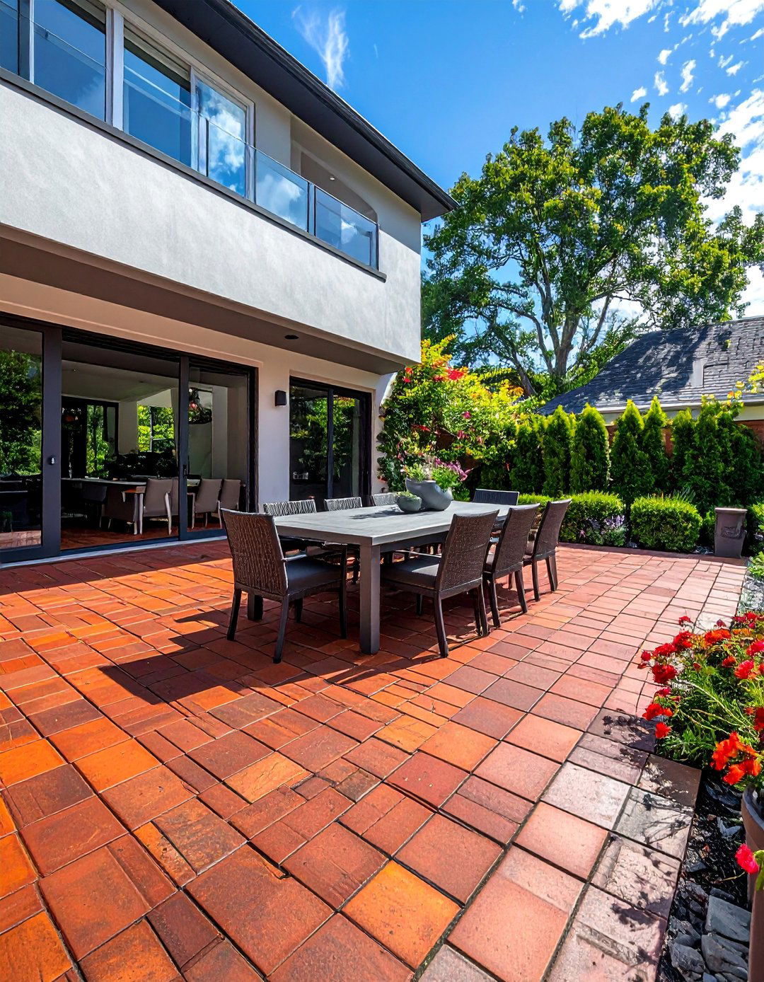 Running Bond Red Paver Patio Layout - 20 Red Paver Patio Ideas for a Bold Outdoor Space