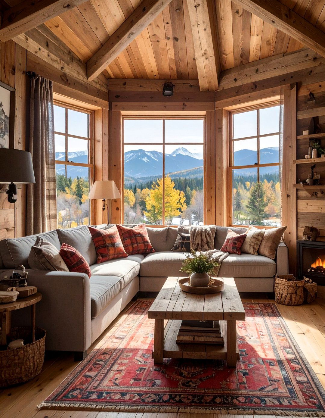 Rustic Cabin Bay Window Design - 40 Bay Window Ideas to Brighten Your Home