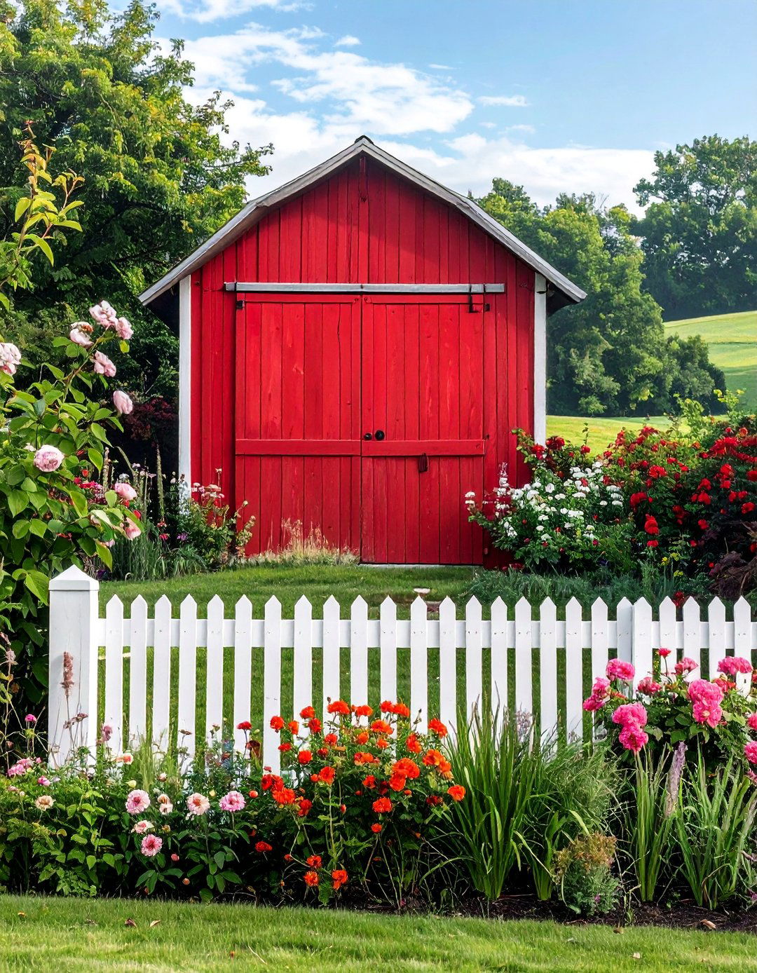 Rustic Farmhouse Barn Door Garden Mural - 30 Garden Mural Ideas to Brighten Your Outdoor Space