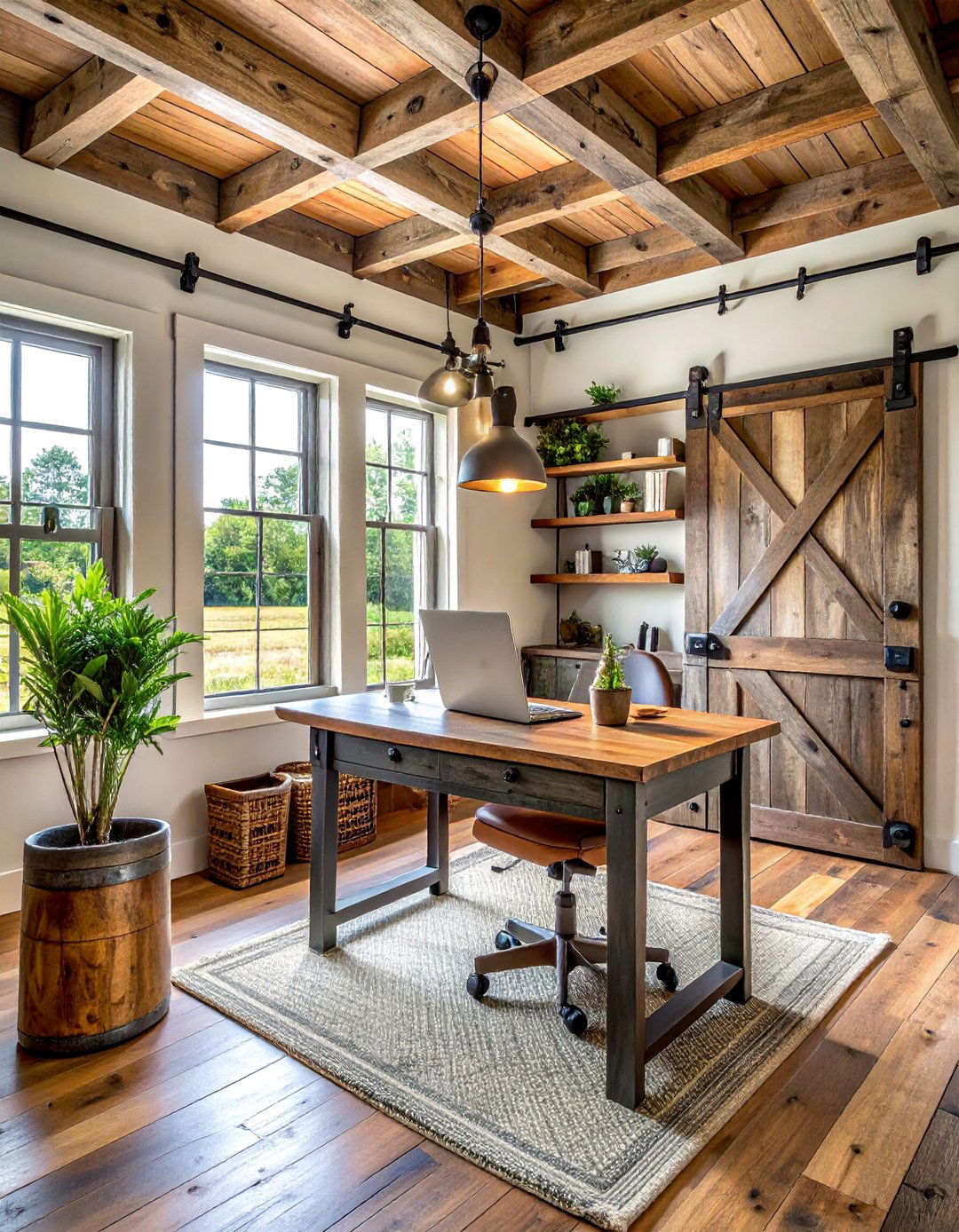 Rustic Farmhouse Home Office - 40 Modern Home Office Ideas for a Productive Workspace