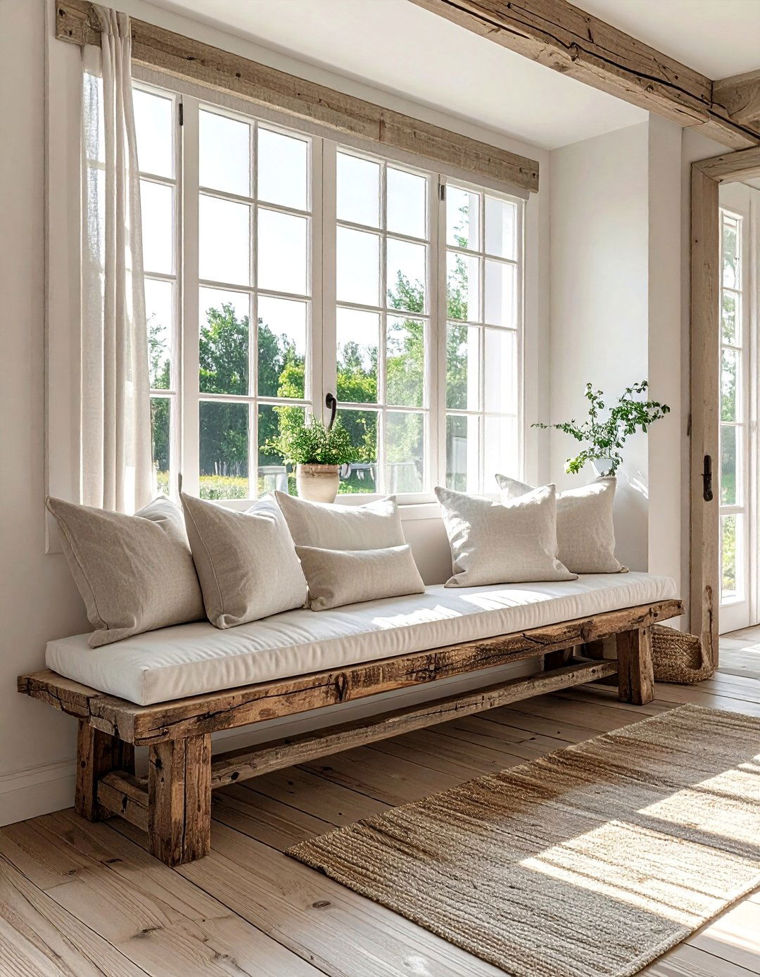 Rustic Farmhouse Style Bench - 40 French Country Living Room Ideas for a Cozy Space