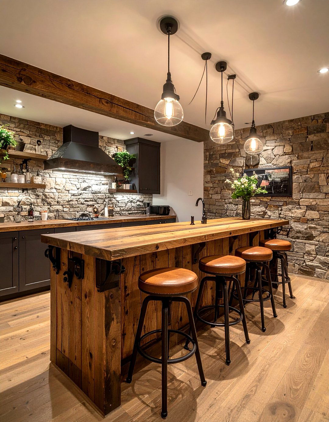 Rustic Home Bar with Reclaimed Wood - 25 Rustic Basement Ideas for a Cozy and Inviting Space