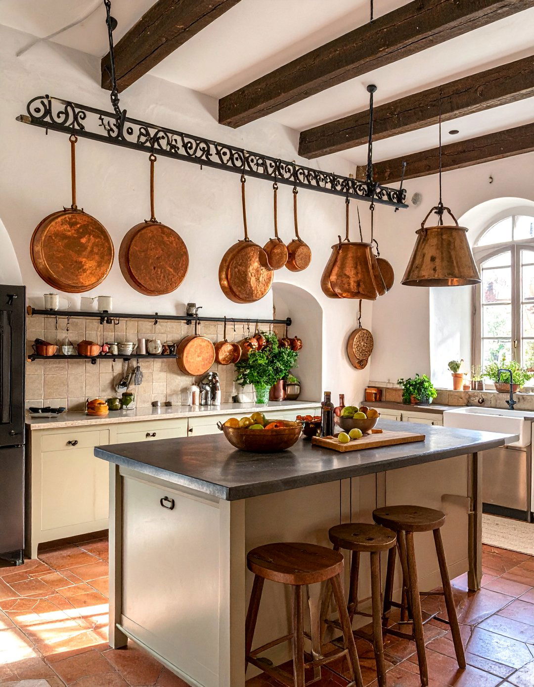 Rustic Italian Decor Showcasing Antique Copper Cookware - 20 Rustic Italian Decor Ideas for a Warm and Inviting Home