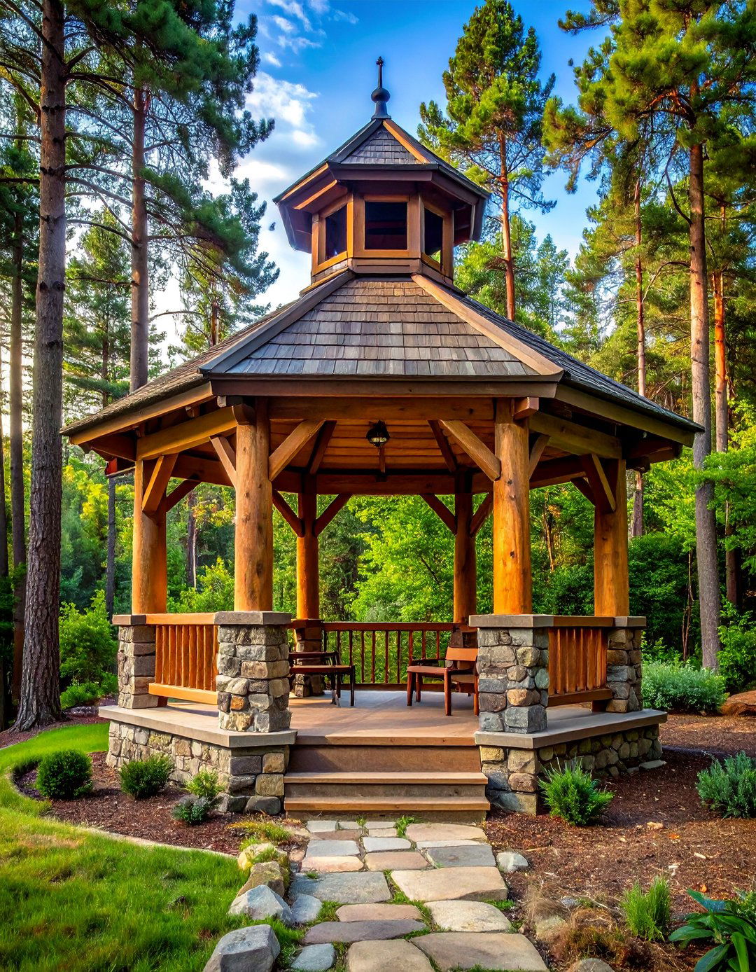 Rustic Log Cabin Style Gazebo - 40 Gazebo Design Ideas for a Beautiful Outdoor Space