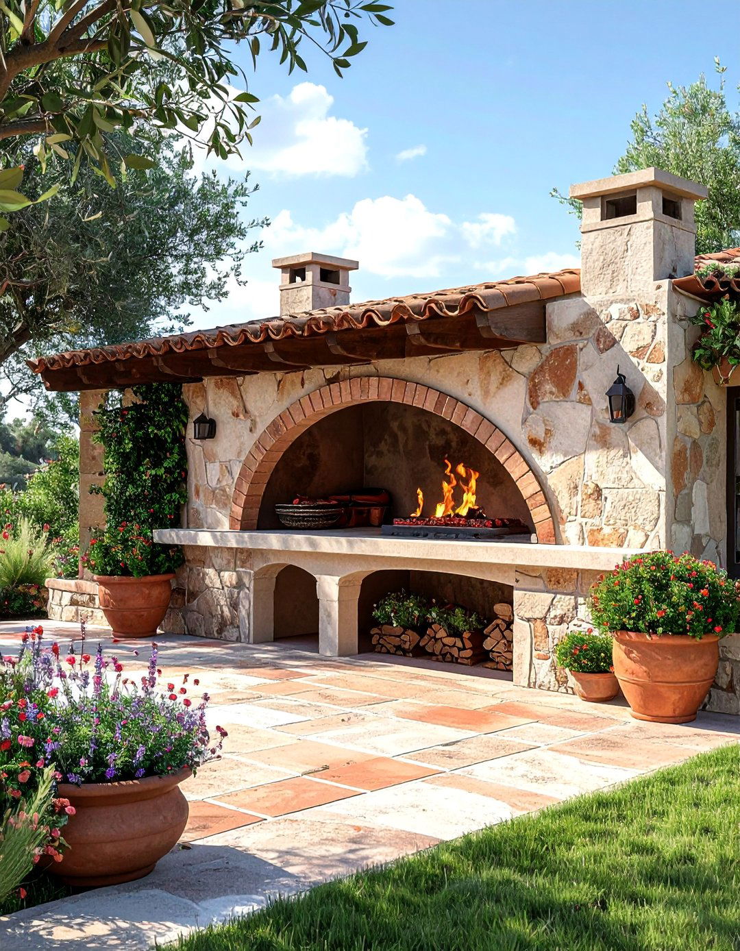 Rustic Mediterranean Stone Installations - 20 Outdoor Pizza Oven Ideas for Backyard Fun
