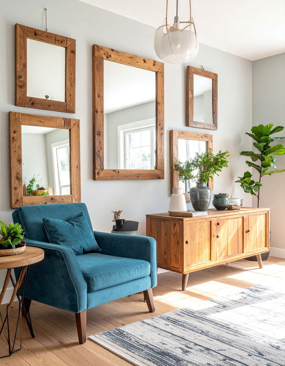Rustic Natural Frame Gallery - 30 Mirror Gallery Wall Ideas to Elevate Your Decor