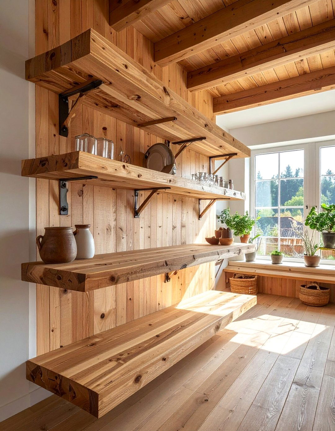 Rustic Open Shelving - 25 Wooden Interior Design Ideas for a Rustic Charm