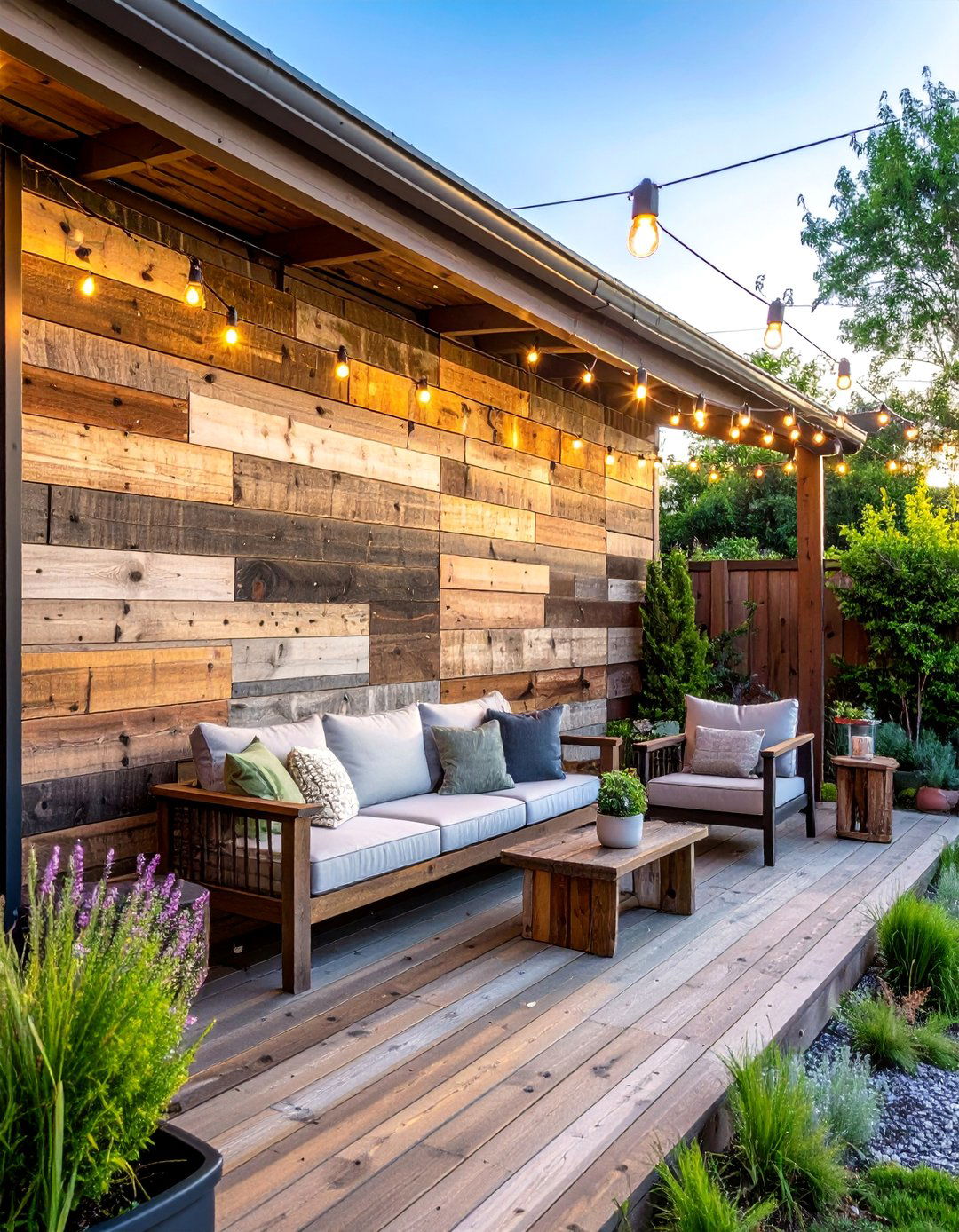 Rustic Reclaimed Wood Deck With Privacy Wall - 20 Deck With Privacy Wall Ideas for Secluded Outdoor Living