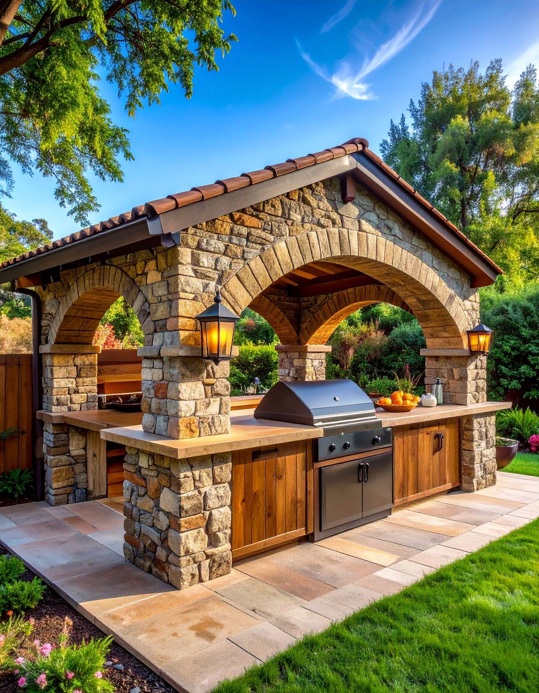 Rustic Stone BBQ Station - 40 Amazing BBQ Area Ideas for Outdoor Living
