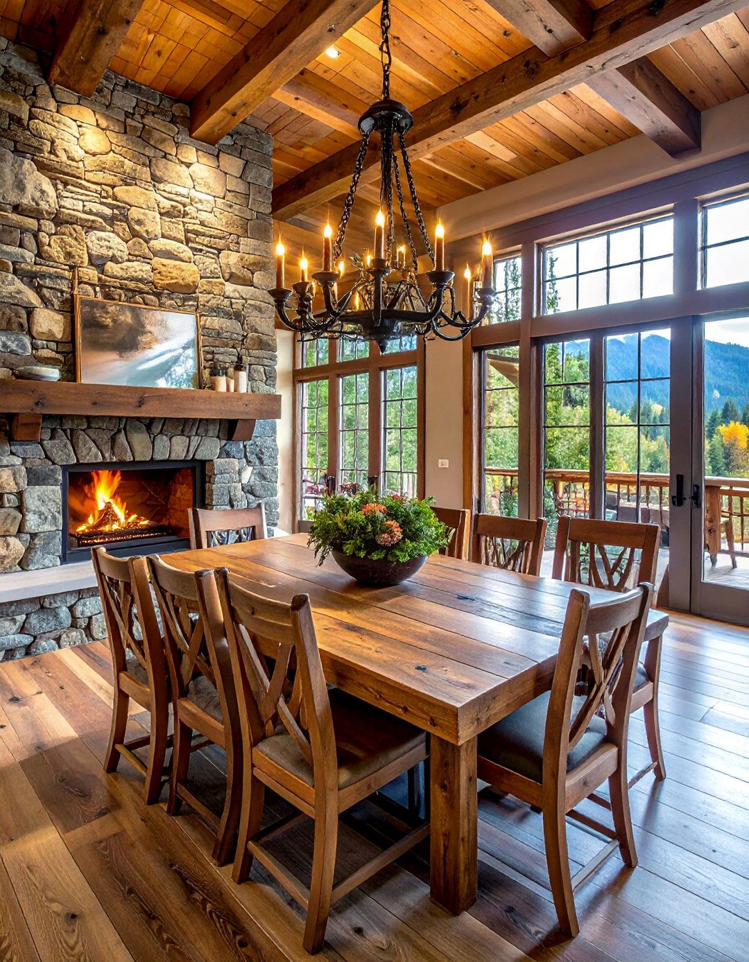 Rustic Stone Fireplace Dining Areas - 30 Dining Rooms With Fireplaces for Cozy Meals