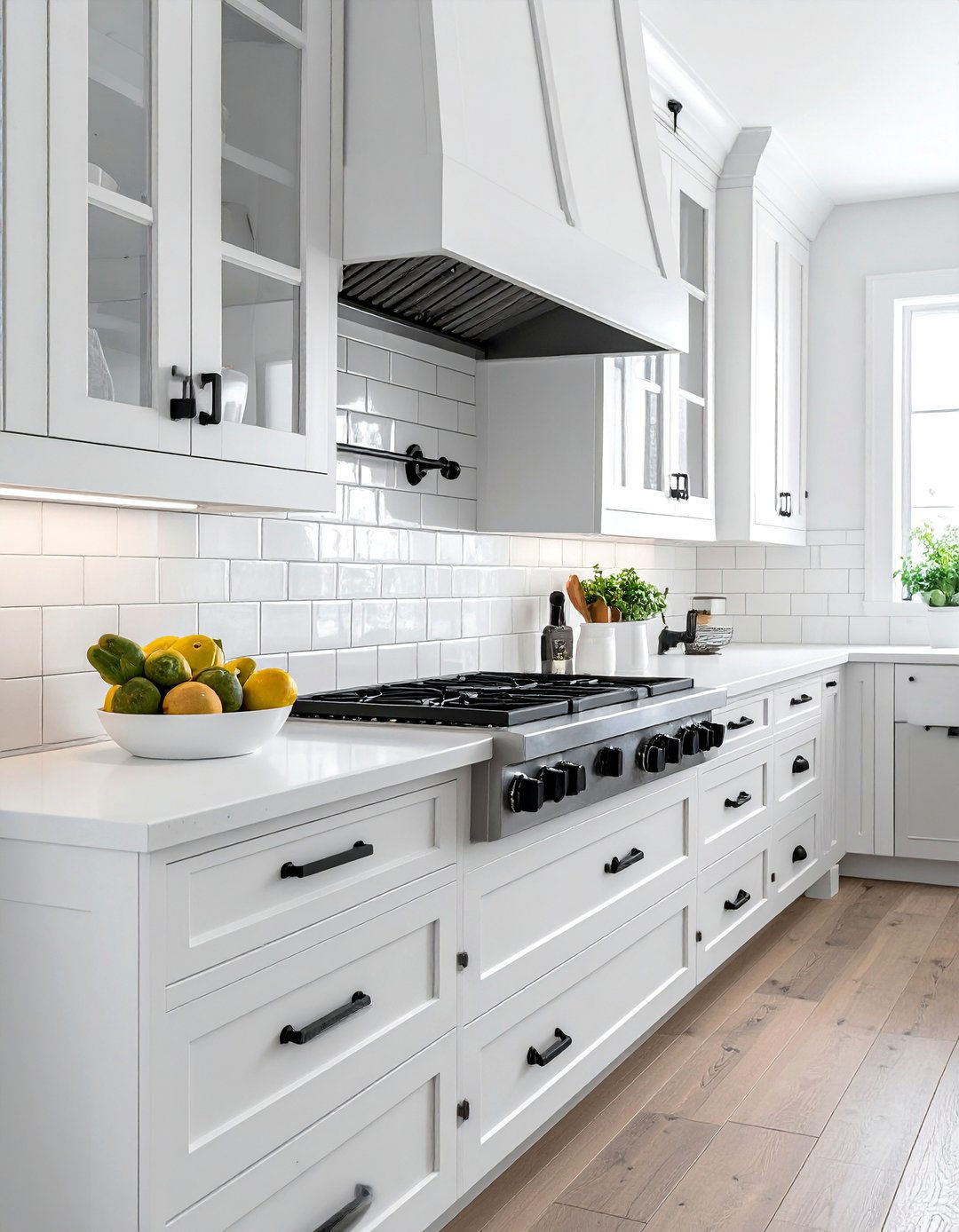 Rustic White Kitchen with Black Metal Hardware - 20 Rustic White Kitchen Ideas for a Farmhouse Feel