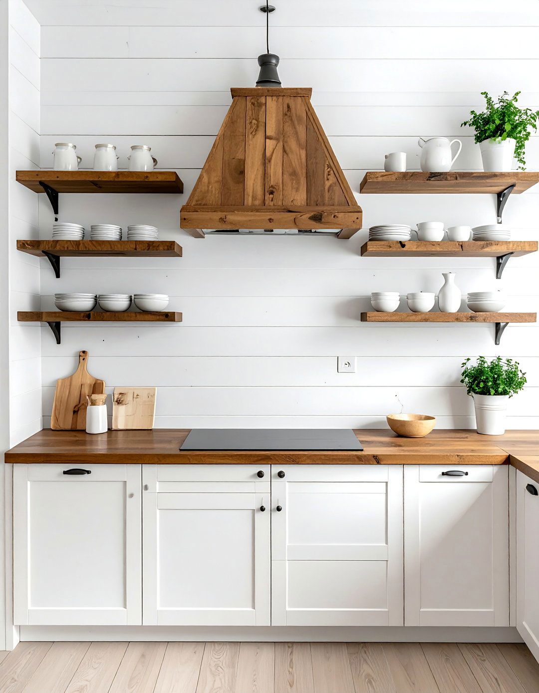 Rustic White Kitchen with Shiplap Walls - 20 Rustic White Kitchen Ideas for a Farmhouse Feel