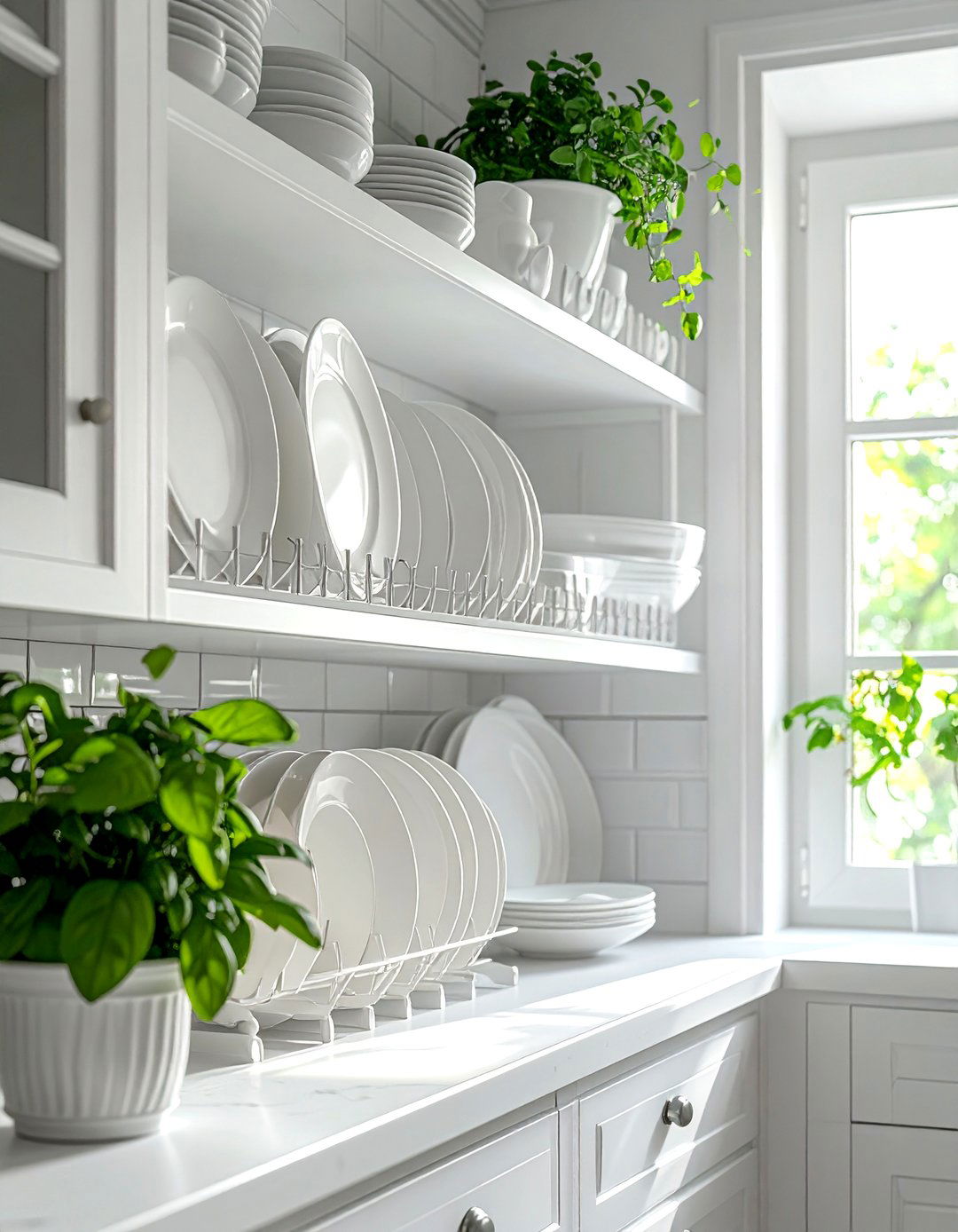 Rustic White Kitchen with a Built In Plate Rack - 20 Rustic White Kitchen Ideas for a Farmhouse Feel