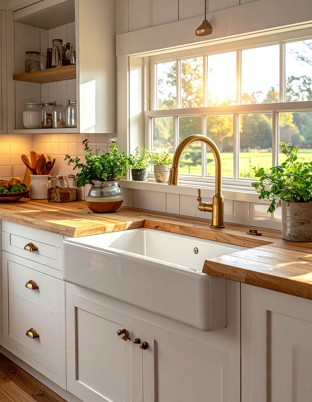 Rustic White Kitchen with a Farmhouse Sink - 20 Rustic White Kitchen Ideas for a Farmhouse Feel