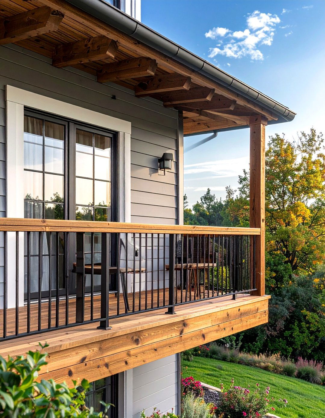 Rustic Wood and Metal French Balcony - 25 French Balcony Ideas for a Charming Outdoor Space