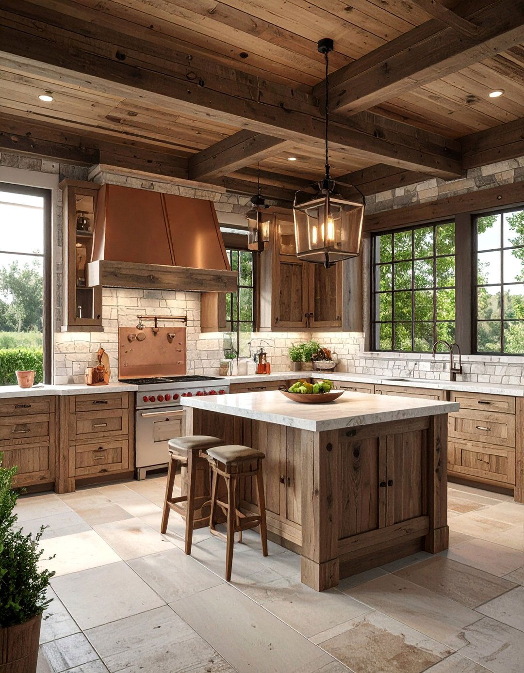 Rustic Wood and Stone Design - 20 Luxury Outdoor Kitchen Ideas for Entertaining