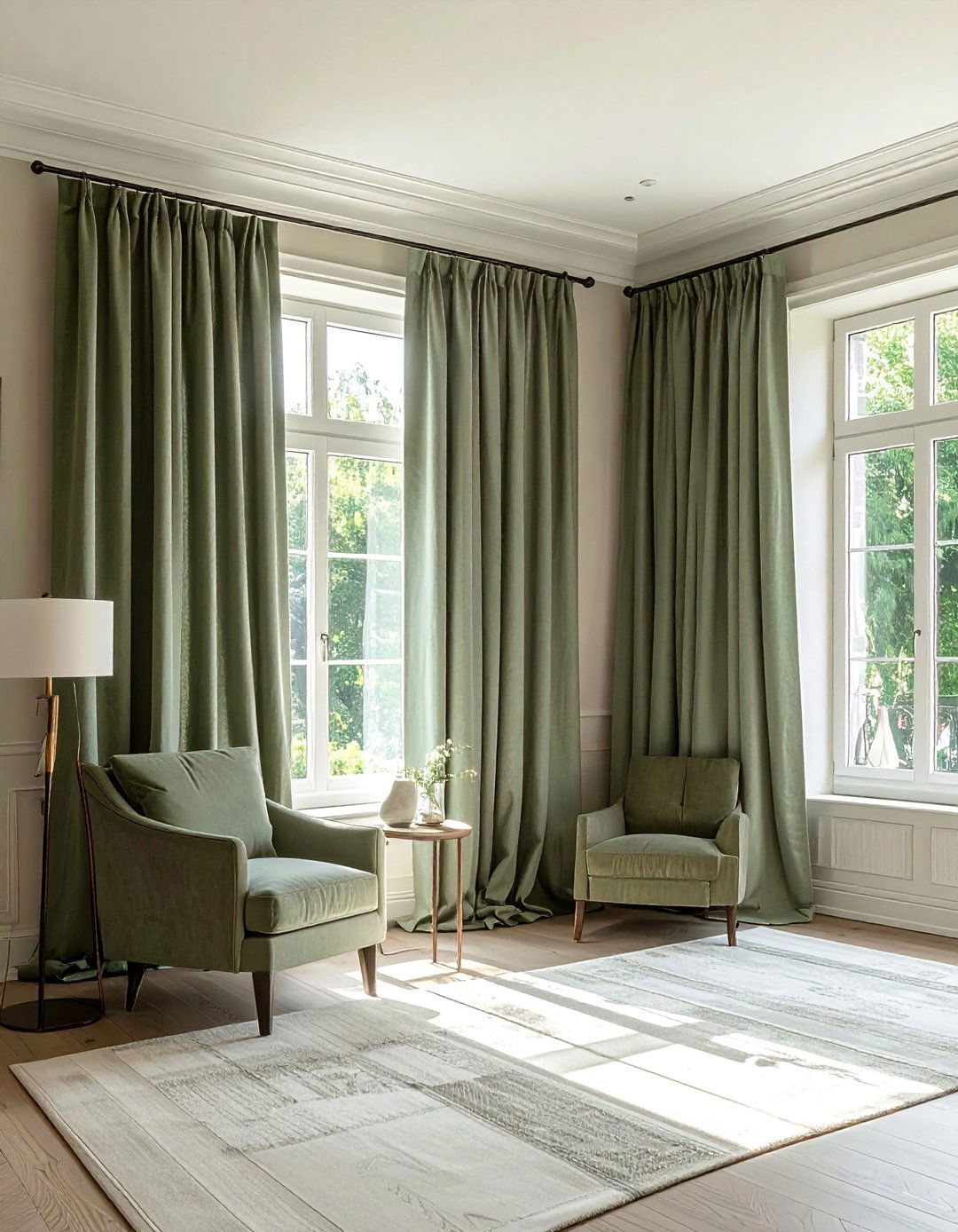 Sage Green Curtains - 25 Sage Green and Cream Living Room Ideas