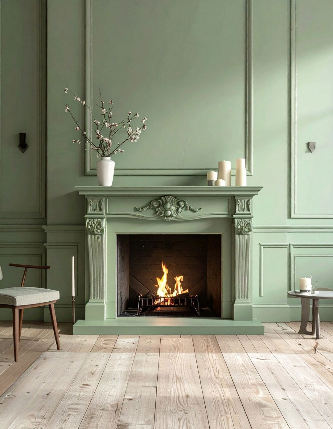 Sage Green Fireplace Surround - 25 Sage Green and Cream Living Room Ideas