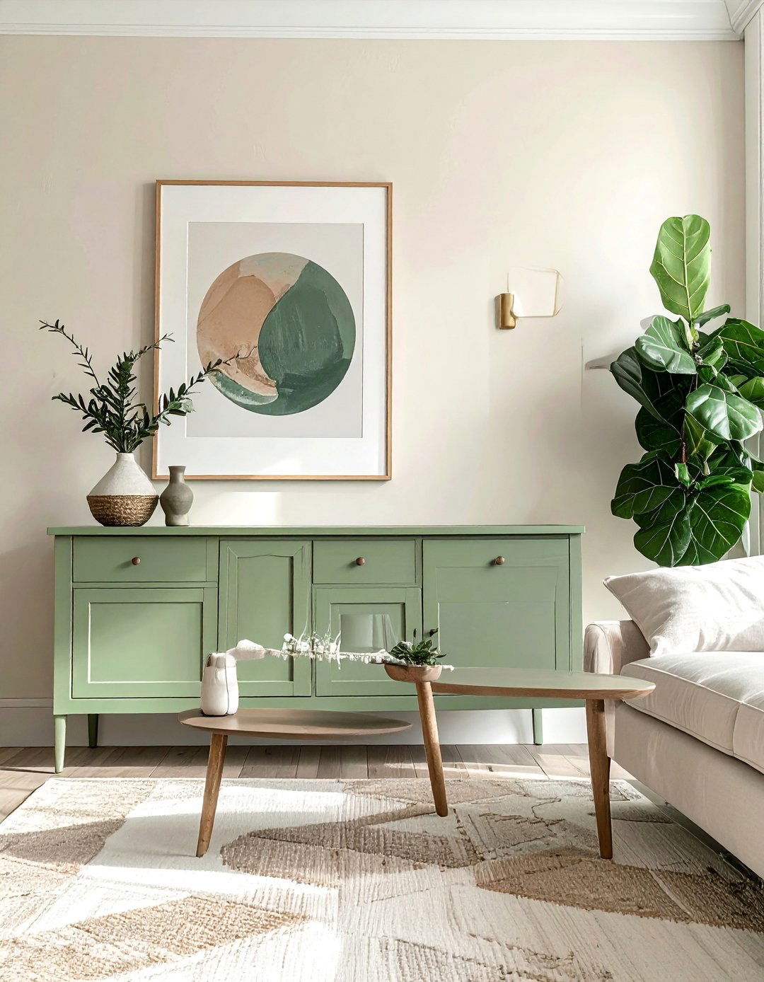 Sage Green Painted Furniture - 25 Sage Green and Cream Living Room Ideas