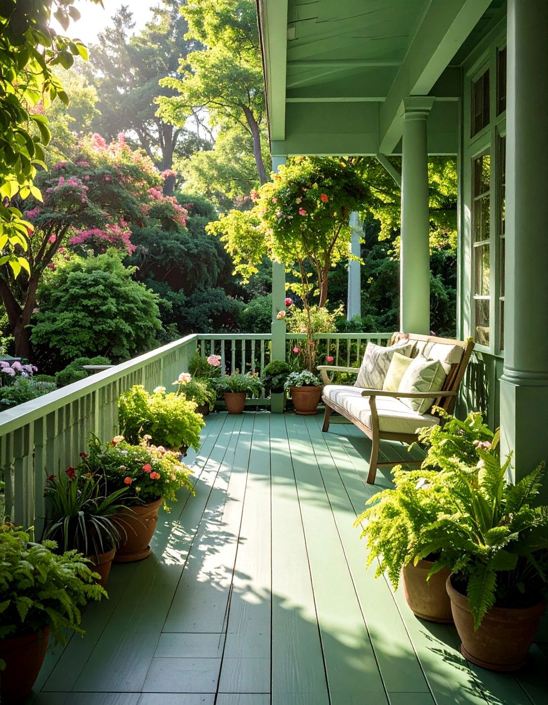Sage Green Porch Surroundings - 20 Porch Paint Colors Ideas for a Welcoming Outdoor Space