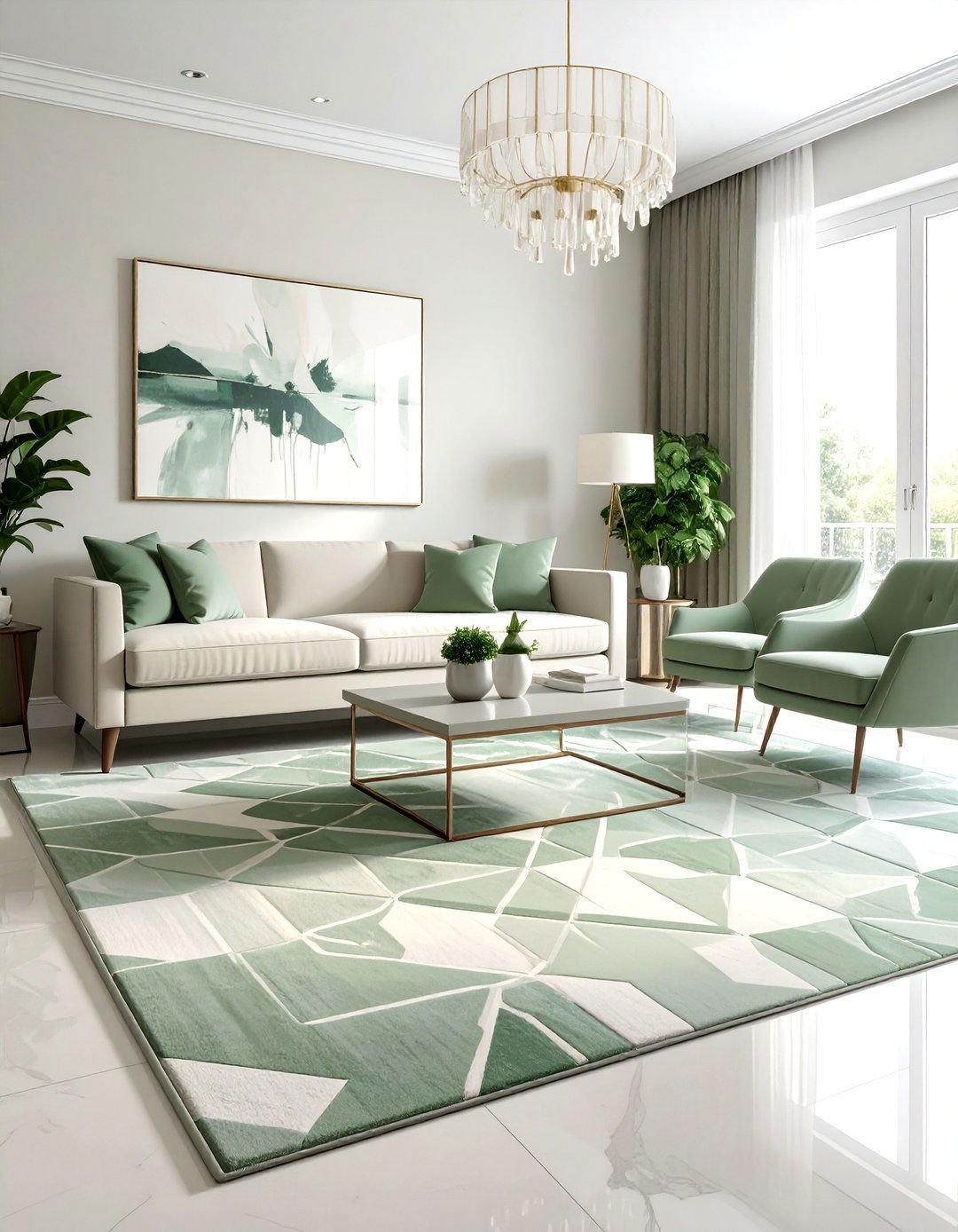 Sage Green and Cream Area Rug - 25 Sage Green and Cream Living Room Ideas