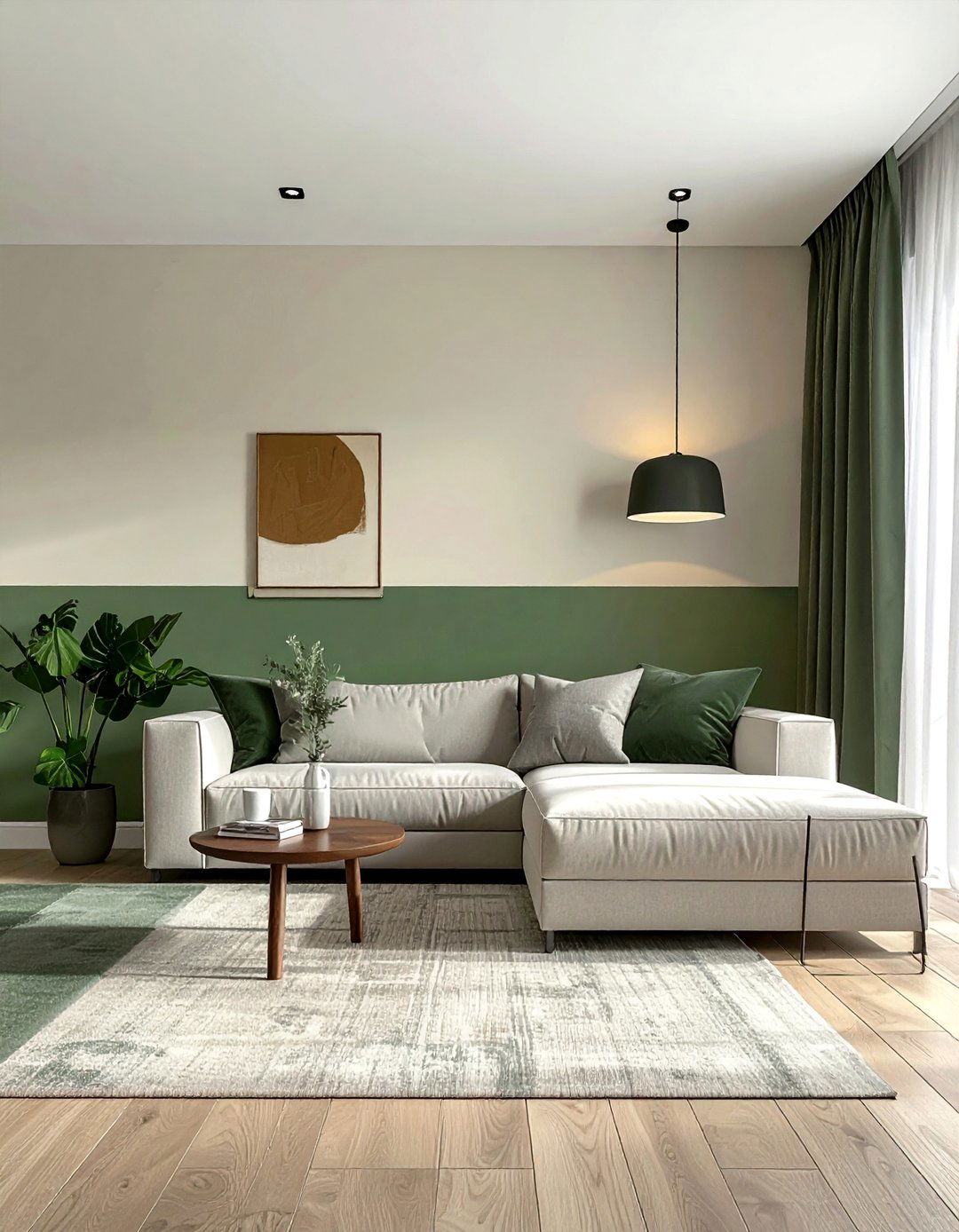 Sage Green and Cream Color Blocking