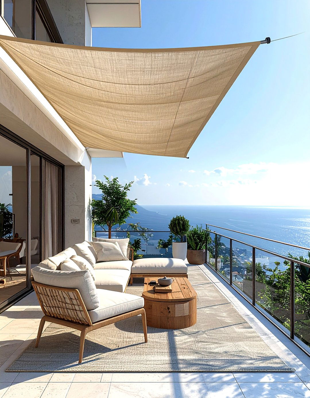 Sail Shade Fabric Balcony Divider - 20 Balcony Divider Ideas for Privacy and Style