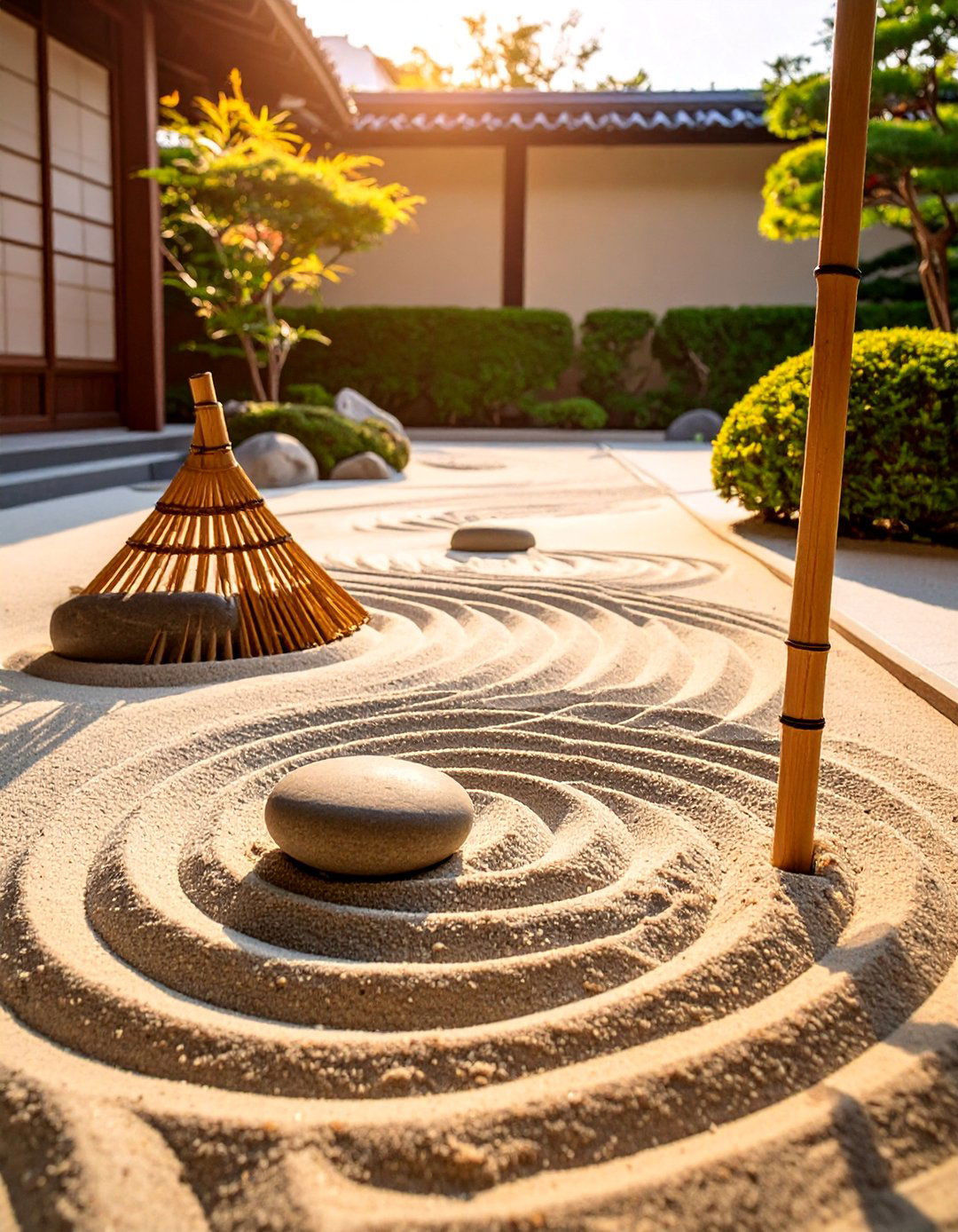 Sand Garden with Wave Patterns - 40 Japanese Garden Ideas for a Serene Outdoor Retreat