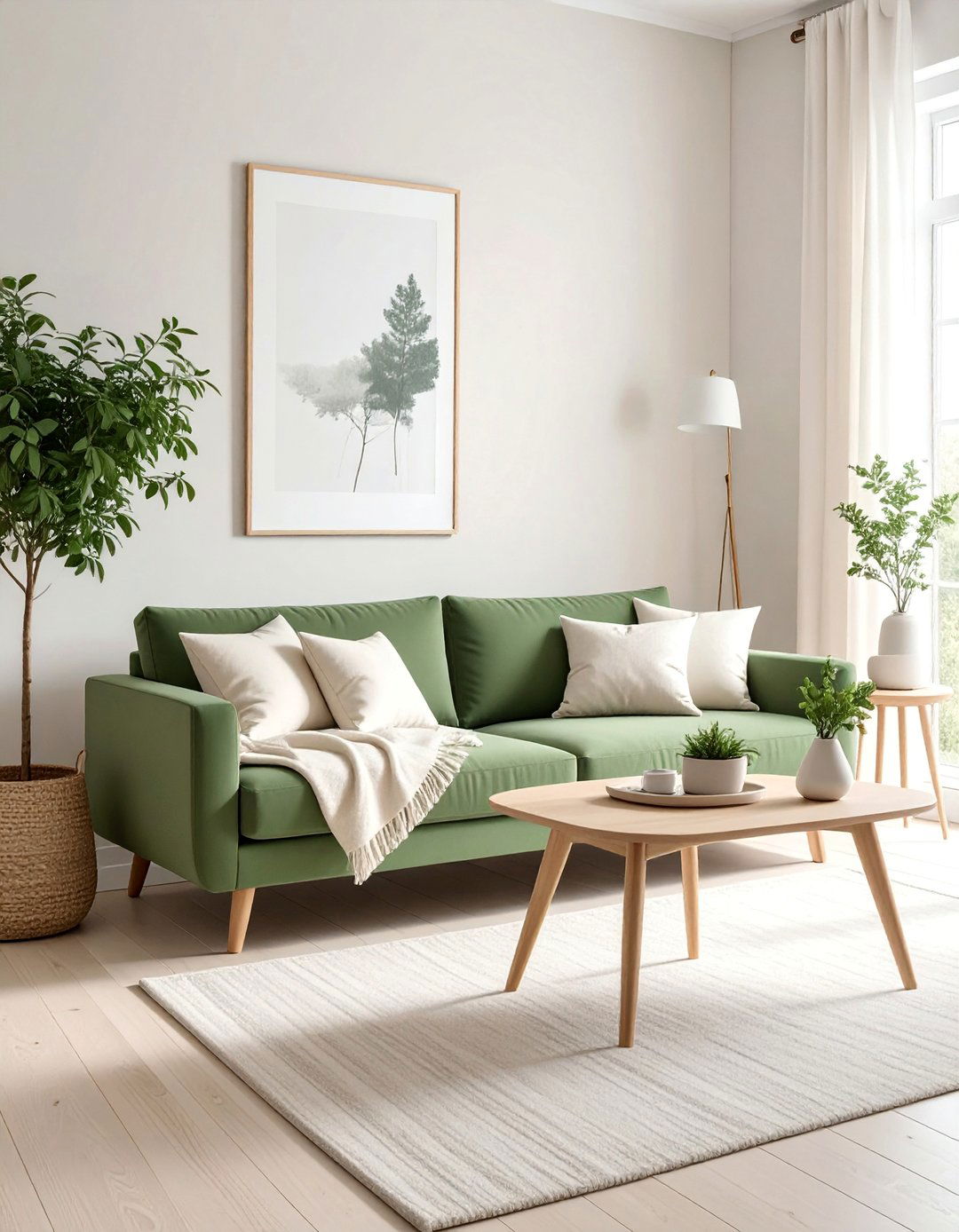 Scandinavian Design Influence - 25 Sage Green and Cream Living Room Ideas