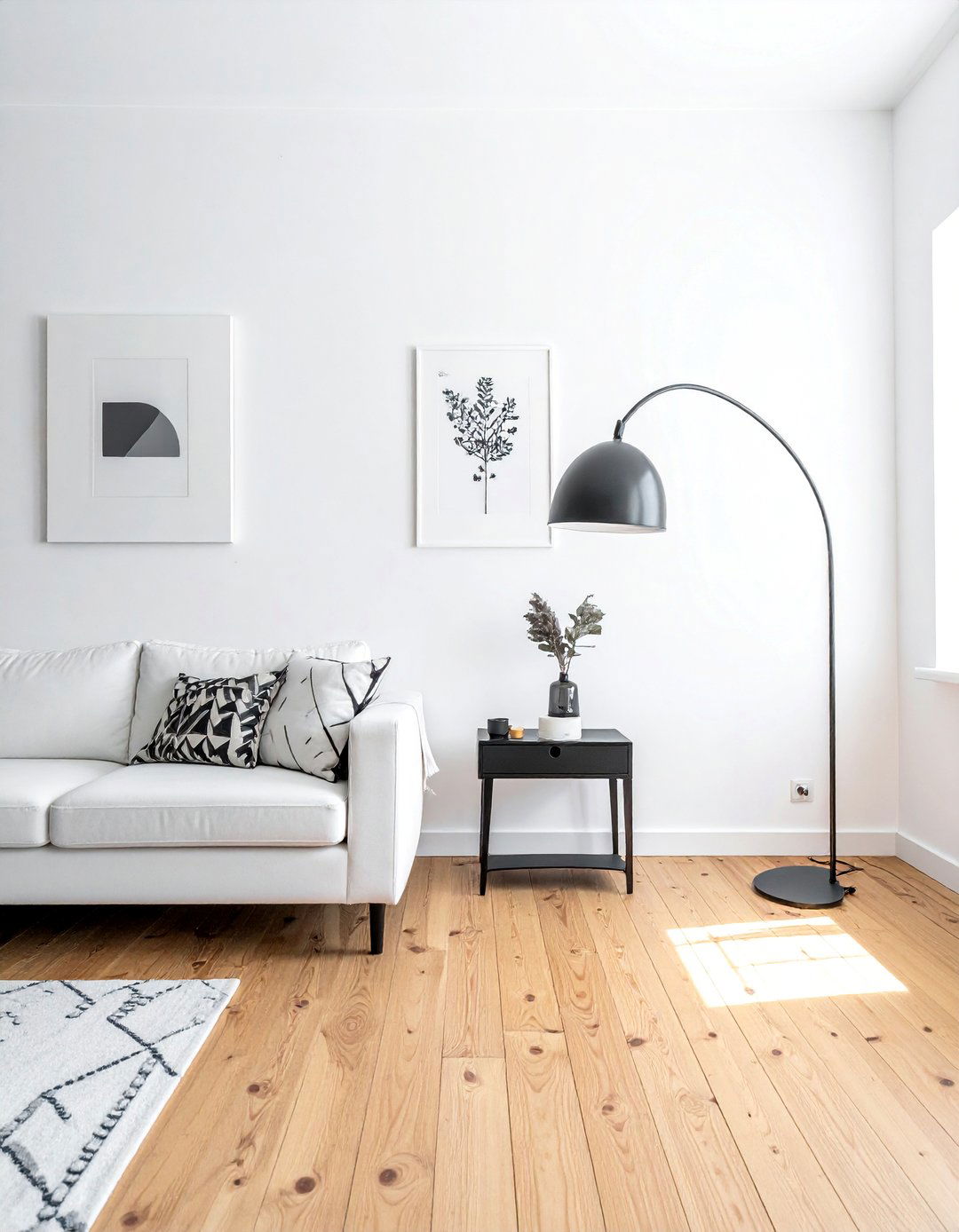 Scandinavian Inspired Black and White Living Room - 30 Black and White Living Room Ideas for Timeless Style