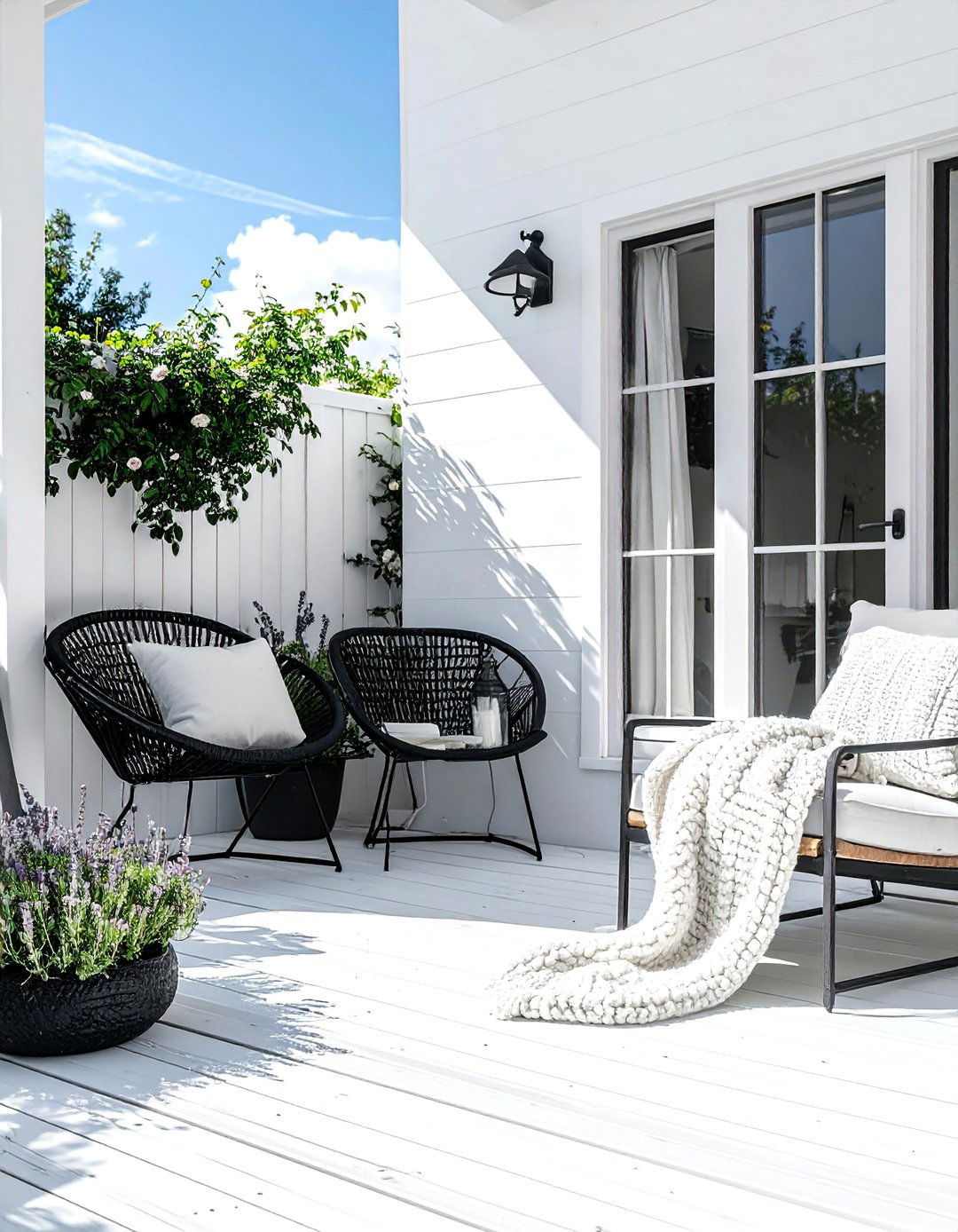 Scandinavian Inspired Black and White Patio - 20 Black and White Patio Ideas for Stylish Outdoor Spaces