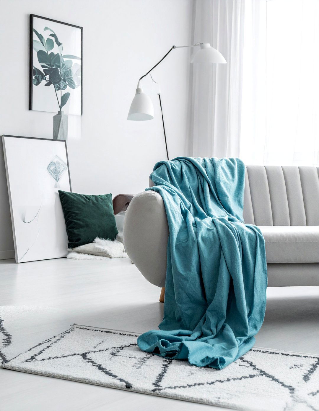 Scandinavian Living Room with Pale Blue and Light Green Accents - 20 Blue and Green Living Room Ideas for a Fresh Look
