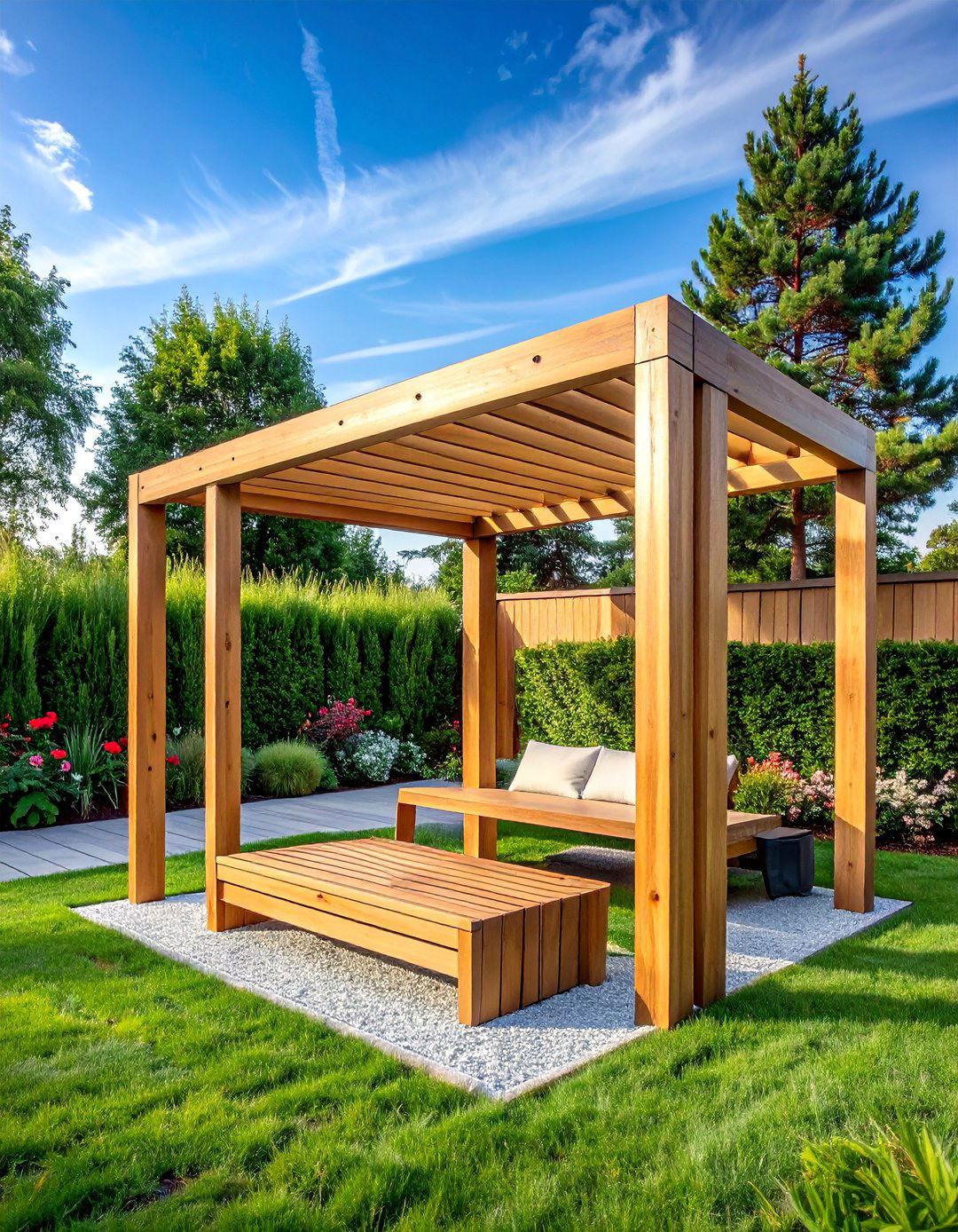 Scandinavian Minimalist Pine Design - 40 Garden Arbor Ideas for a Charming Outdoor Retreat