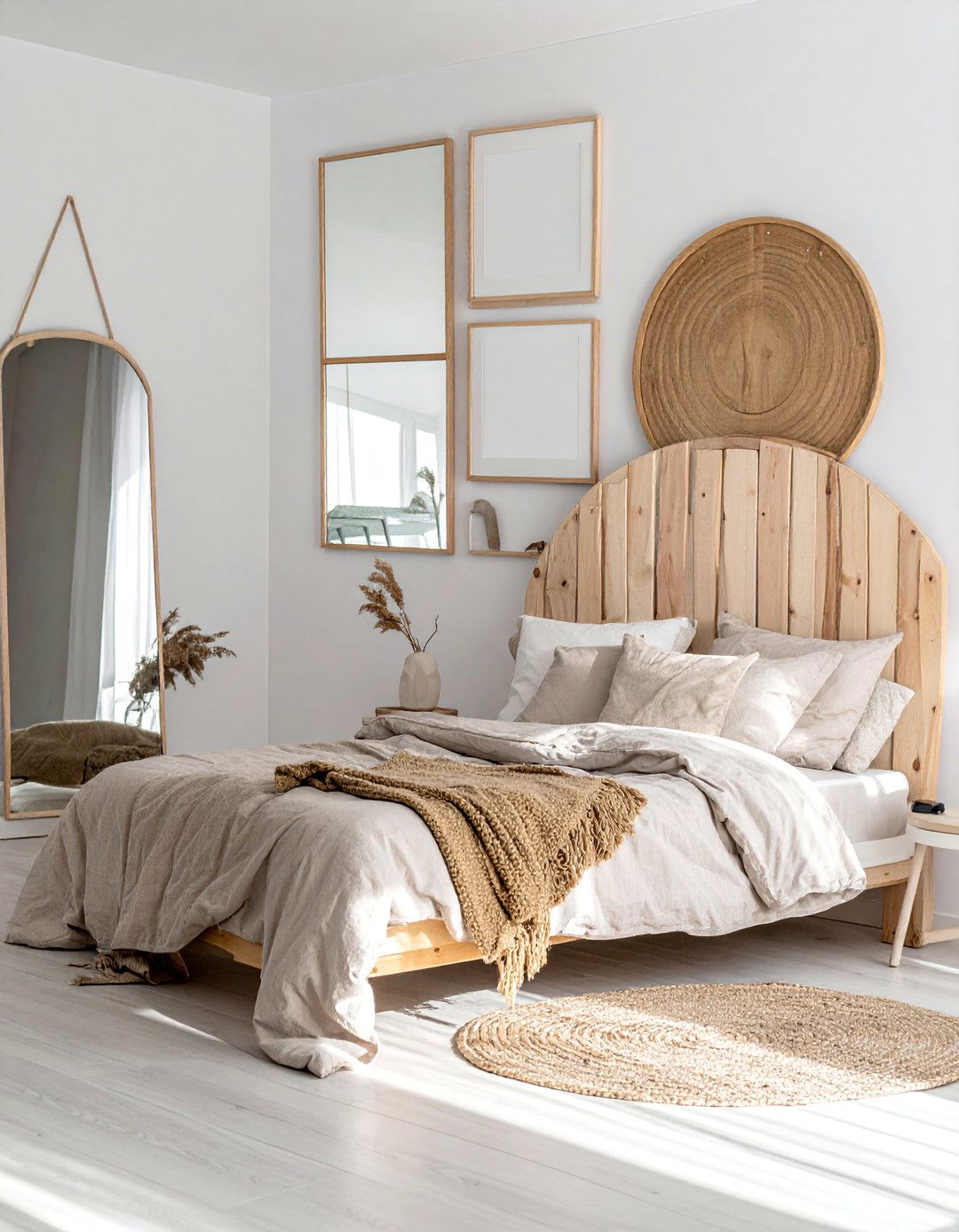 Scandinavian Natural Wood Simplicity - 20 Mirror Collage Wall Ideas for Unique Decor