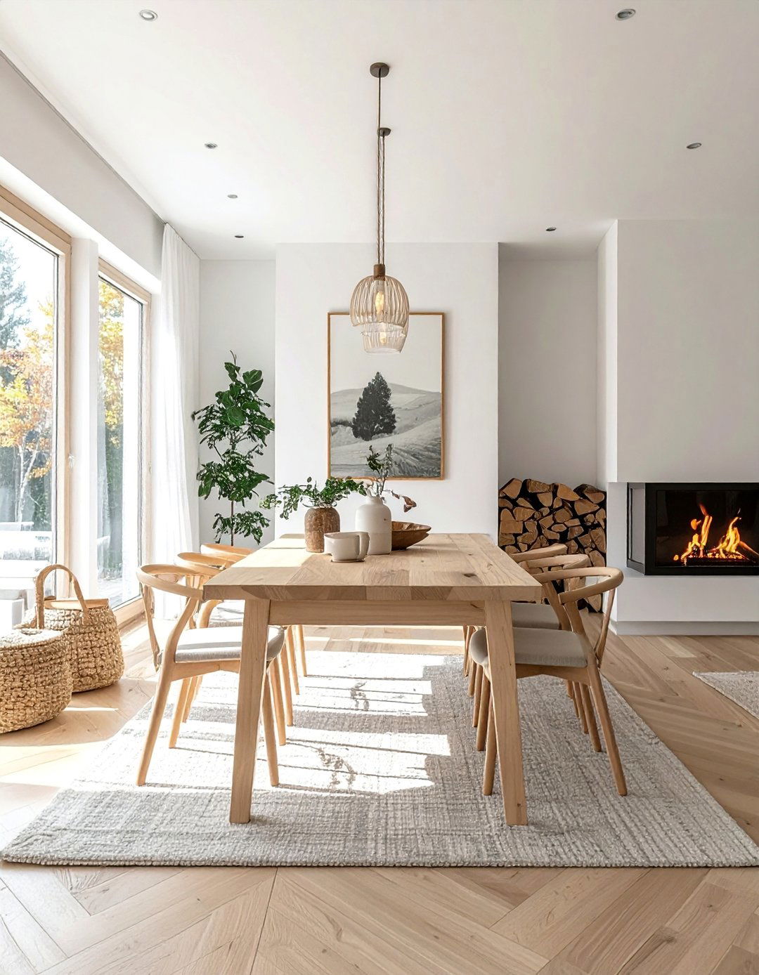 Scandinavian Style Fireplace Dining Rooms - 30 Dining Rooms With Fireplaces for Cozy Meals