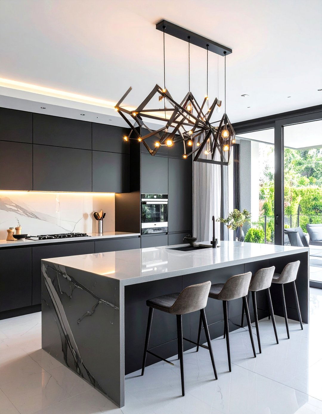 Sculptural Statement Chandeliers - 20 Kitchen Island Lighting Ideas to Brighten Your Space