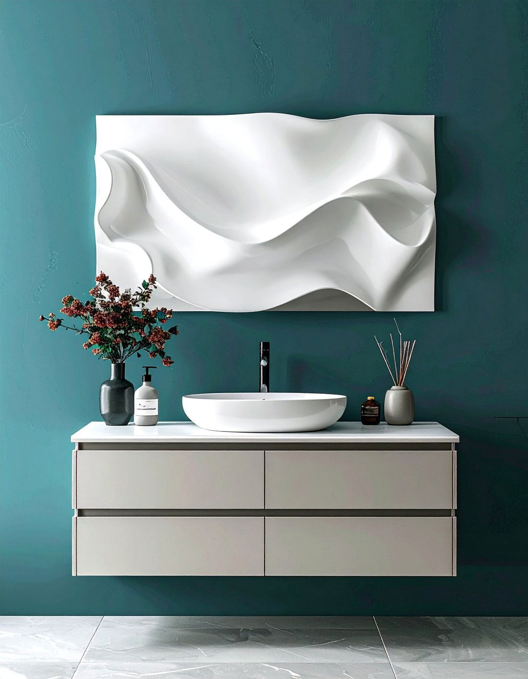 Sculptural Wall Bathroom Art - 25 Bathroom Art Ideas to Enhance Your Space's Aesthetic