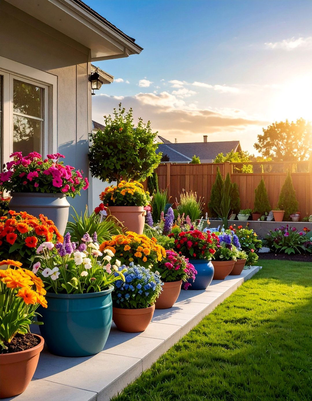 Seasonal Container Displays - 40 Small Backyard Landscaping Ideas for Big Impact