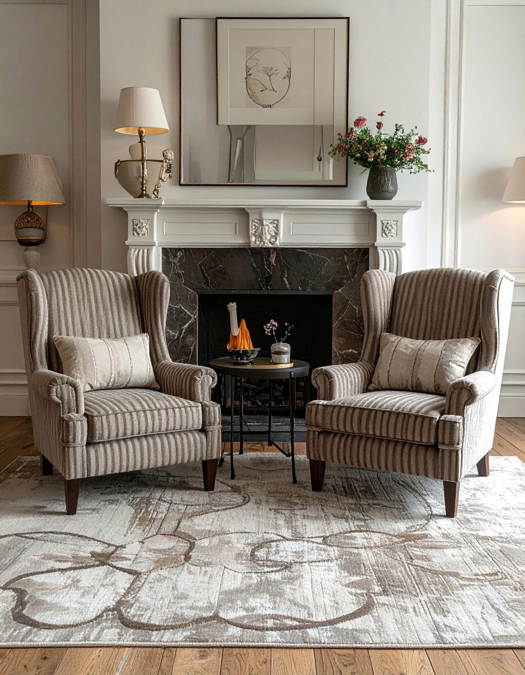 Select Wingback Chairs for Seating - 25 Classic Traditional Living Room Design Ideas