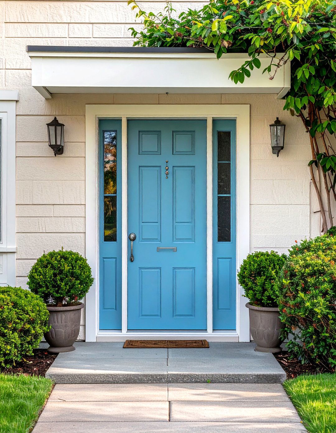Serene Sky Blue Mid Century Front Door - 20 Mid Century Front Door Colors for Curb Appeal