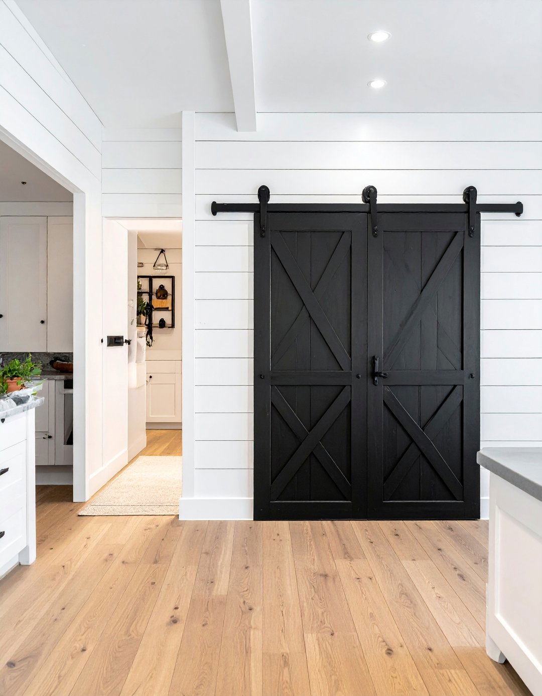 Shiplap Accent Wall with Barn Doors - 40 Shiplap Accent Wall Ideas for Modern Home Decor