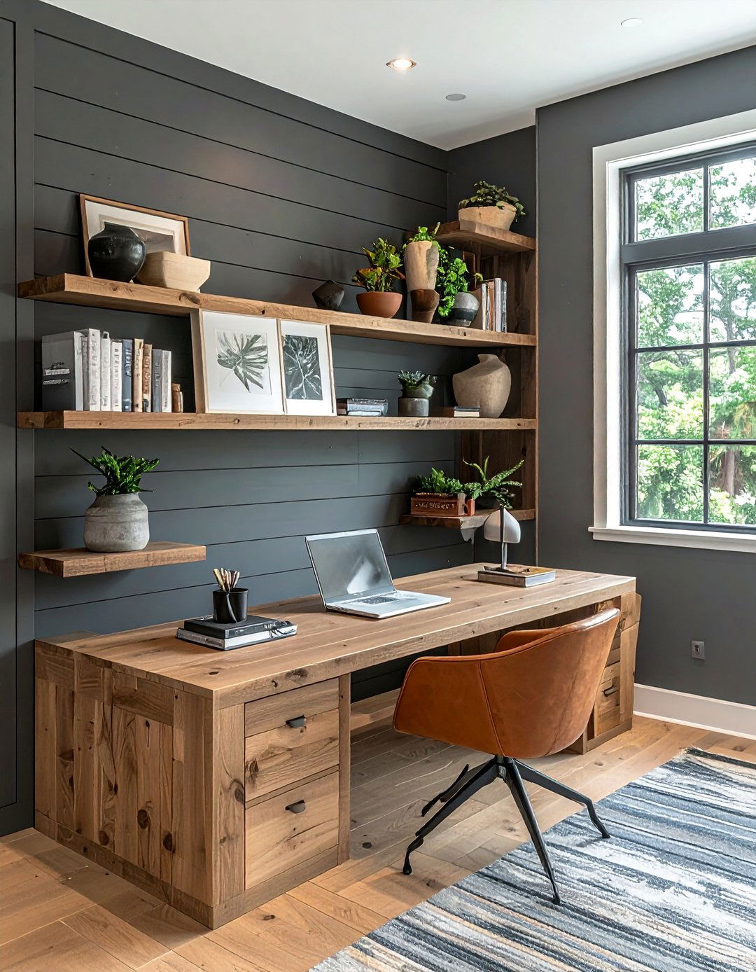 Shiplap Accent Wall with Integrated Shelving - 40 Shiplap Accent Wall Ideas for Modern Home Decor