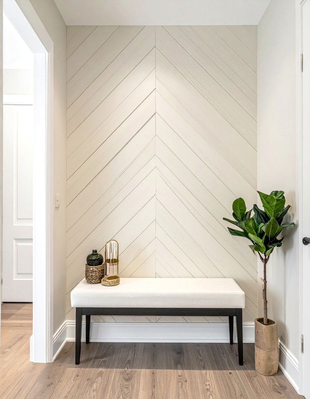 Shiplap Arranged in a Diamond Pattern - 40 Shiplap Accent Wall Ideas for Modern Home Decor