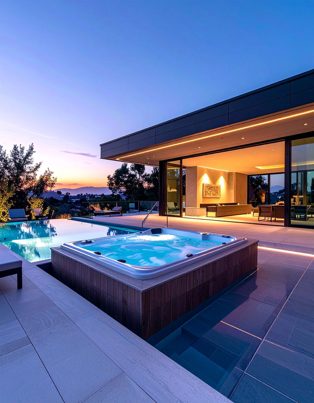 Side Attached Rectangular Spa - 20 Rectangle Pool With Hot Tub Designs for Backyards