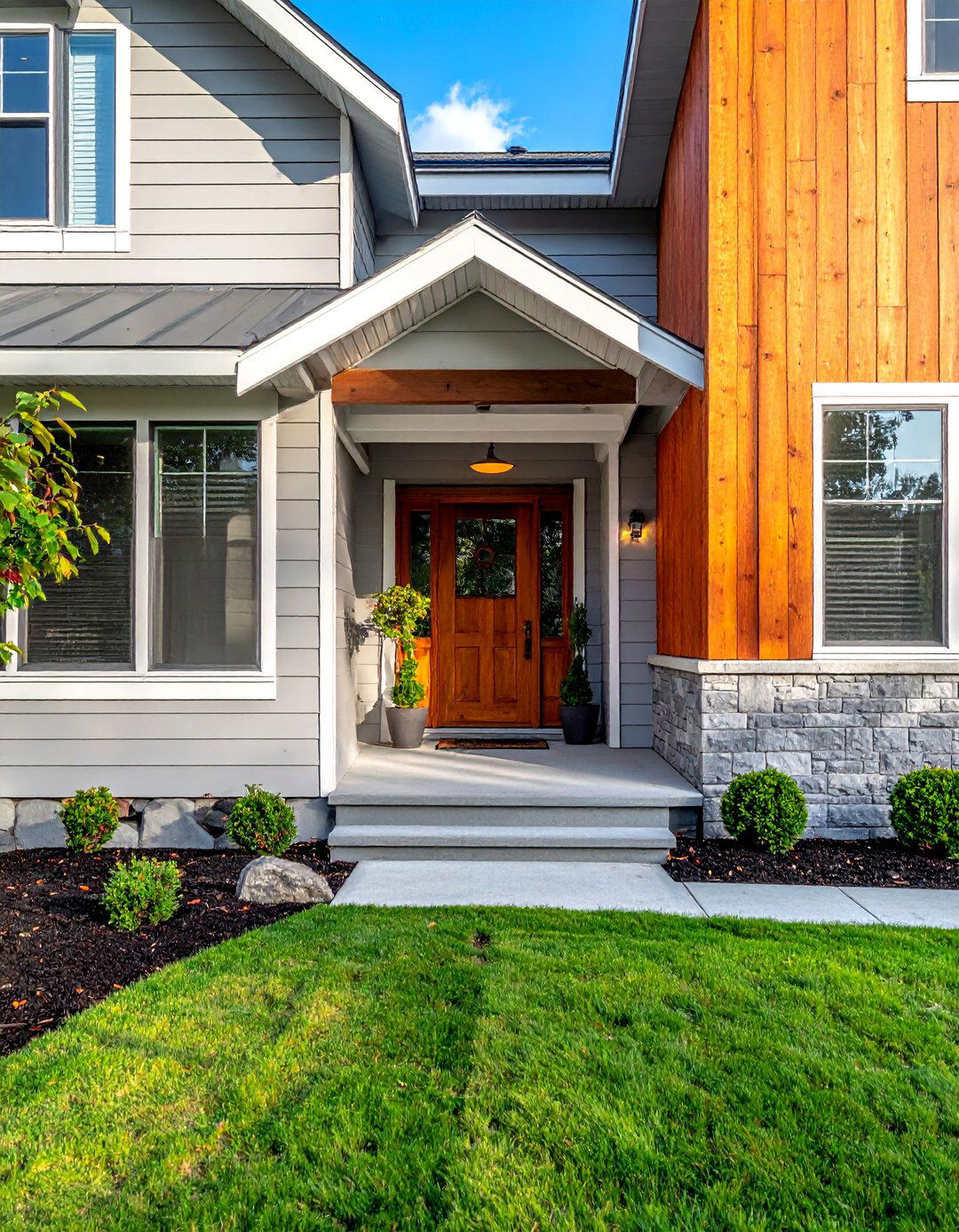 Siding Combination to Define the Entryway - 20 Two-tone Siding Designs to Boost Curb Appeal